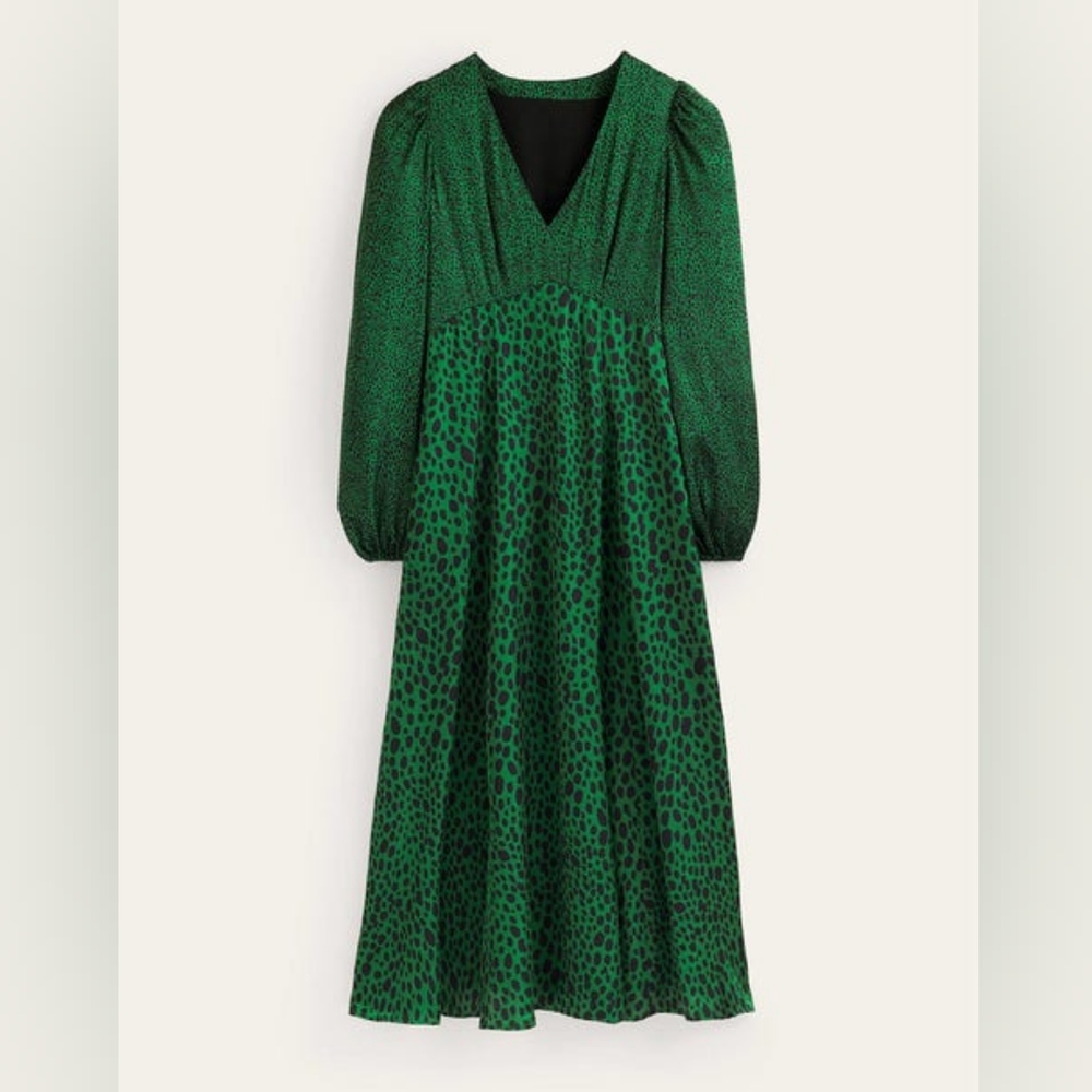 Green BODEN contrast midi dress size 14